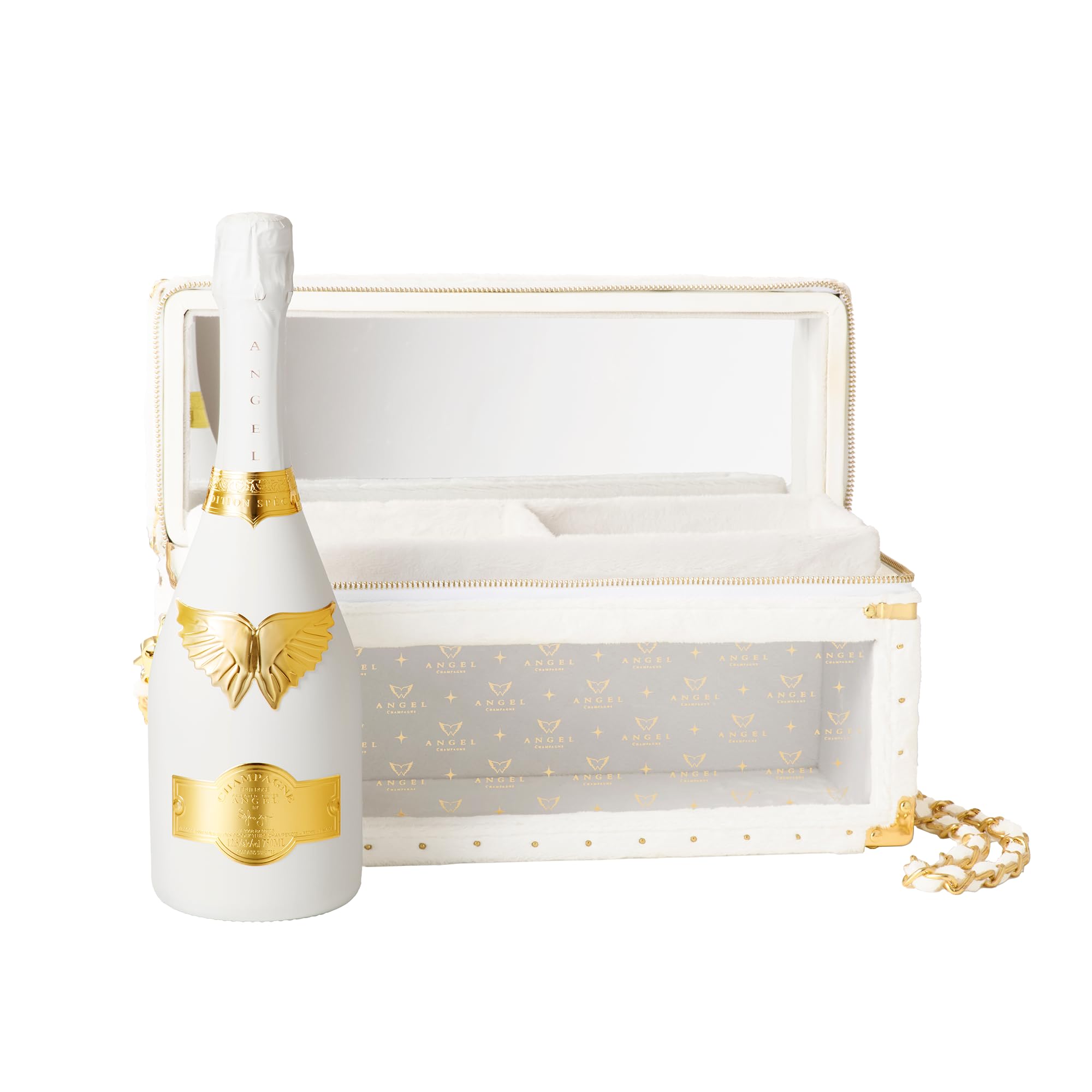ANGEL ファージップホワイトボトル 専用ケース付き Amazon.co.jp: ANGEL CHAMPAGNE NV Brut Rose White Holiday Edition